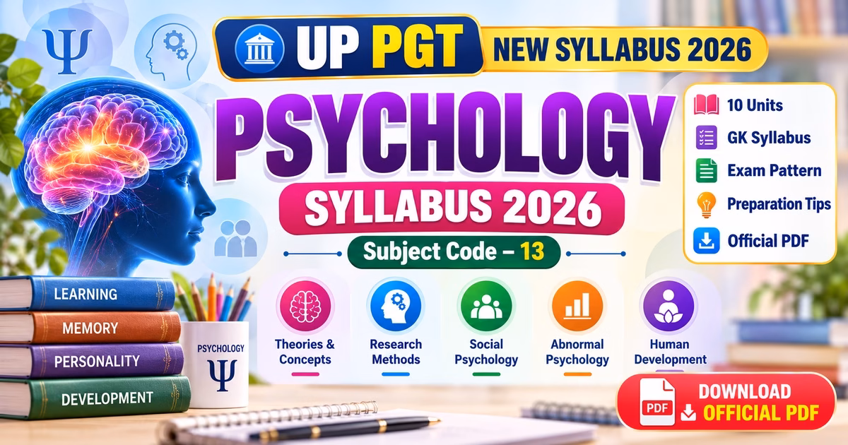 UP PGT Psychology Syllabus 2026 Subject Code 13