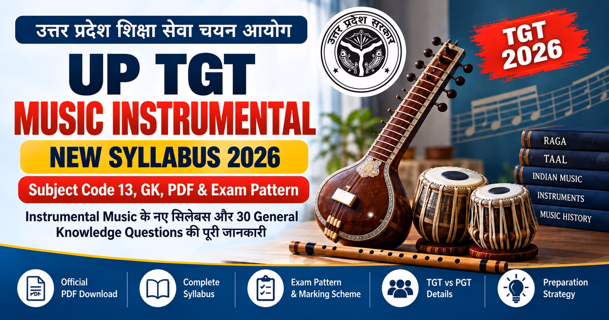 UP TGT Music Instrumental New Syllabus 2026 Subject Code 13 GK PDF Exam Pattern