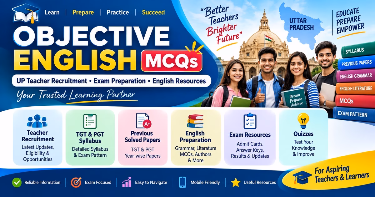 Objective English MCQs UP Teacher Recruitment and Exam Preparation
