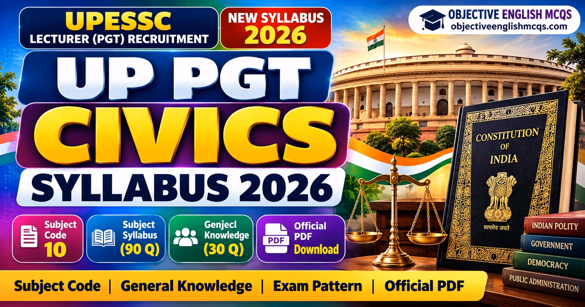 UP PGT Civics Syllabus 2026 Subject Code 10