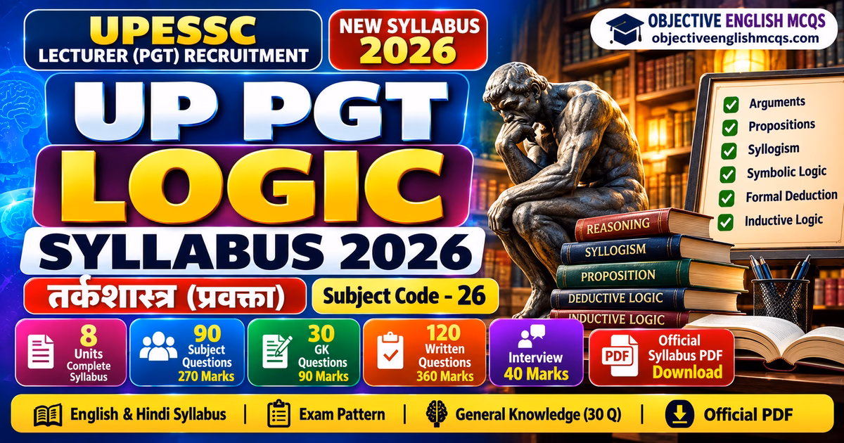 UP PGT Logic Syllabus 2026 Subject Code 26
