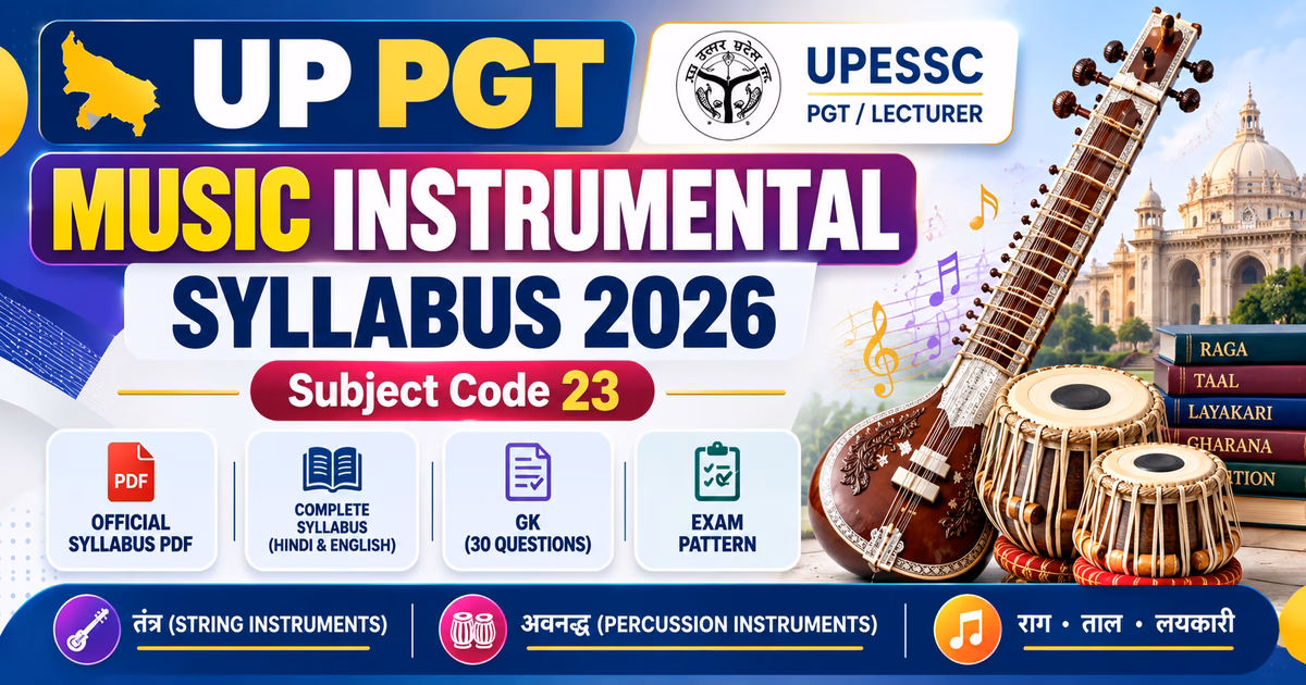 UP PGT Music Instrumental Syllabus 2026 Subject Code 23
